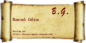 Bacsó Géza névjegykártya