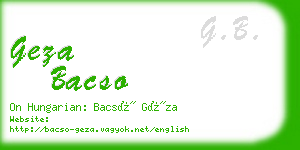 geza bacso business card