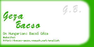 geza bacso business card